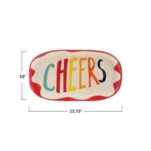 Lark Manor BOLD, Multicolor 'Cheers' Platter. NWT